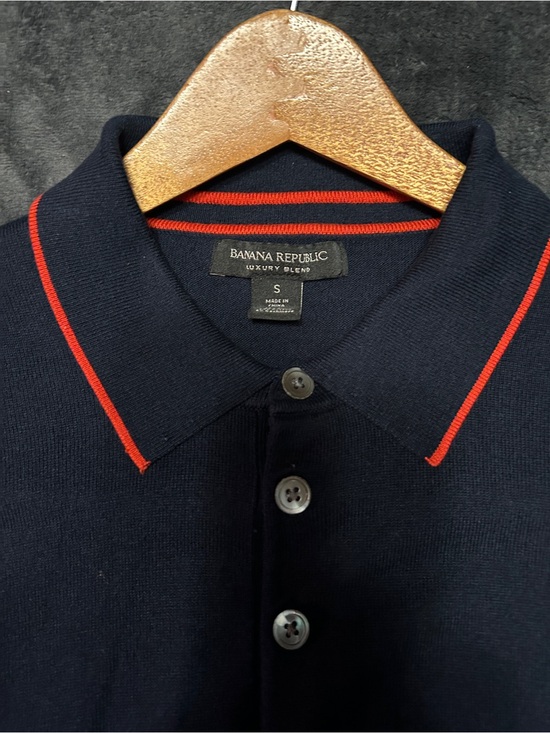 Banana Republic Other - Banana Republic Luxury Blend Navy Polo with Red Trim